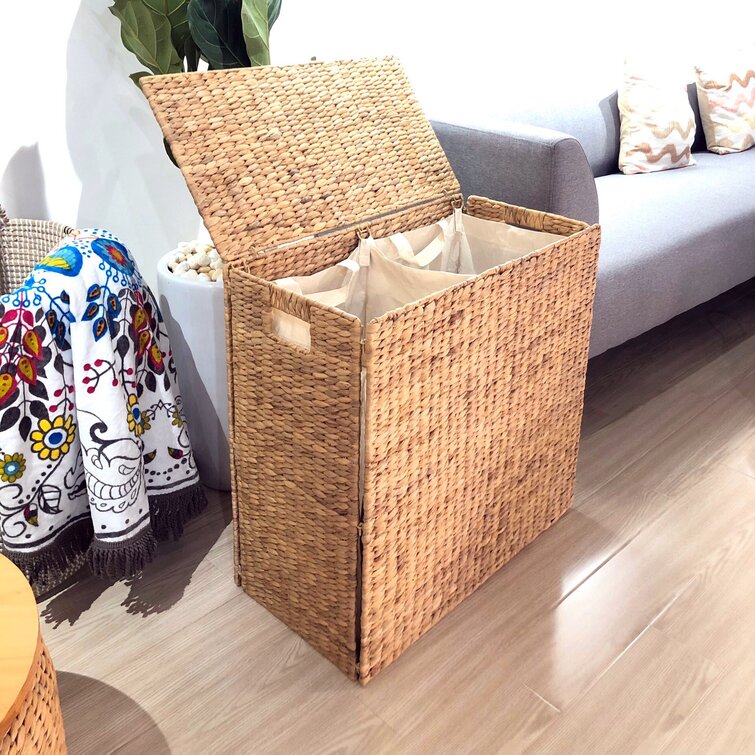 Double wicker deals laundry basket